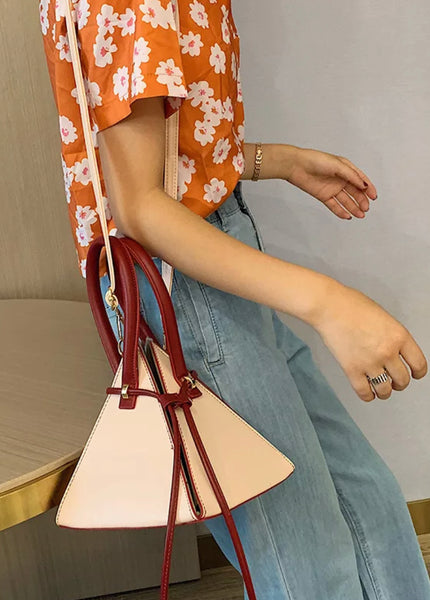 Pink & Burgundy Vegan Leather Triangle Bag