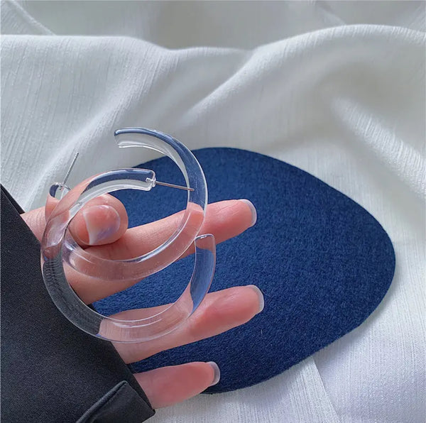 Resin Clear Hoop Earrings w/ FREE ring