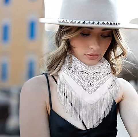 White Fringe Tassel Bandana
