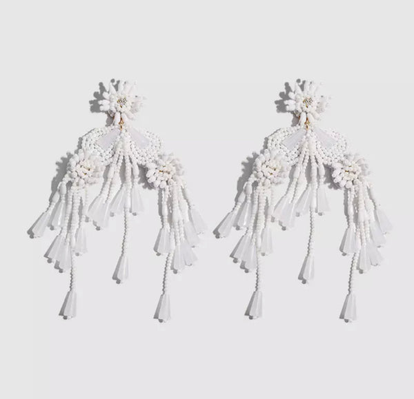 White Beaded Dangles