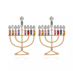 Menorah Rhinestone Earrings