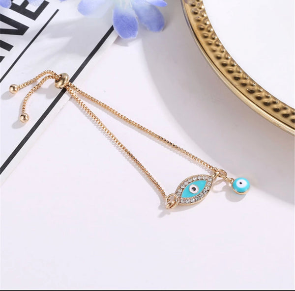 Evil Eye Bracelet w/Rhinestones