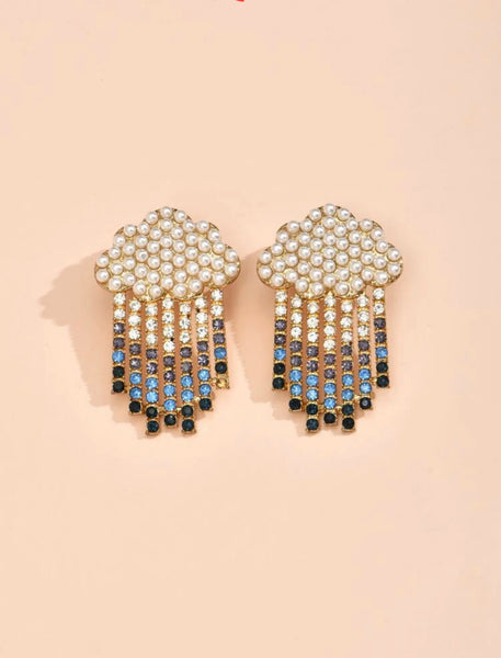 Dark Cloud Rhinestone Lining Earring