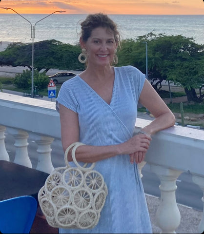 Light Straw Purse & Earring Combo