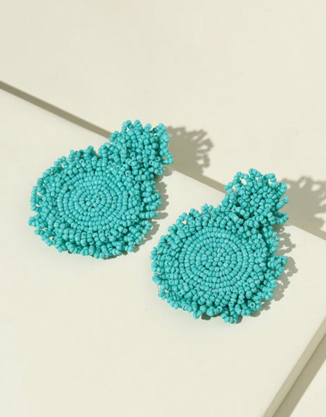 Aqua Beaded Double Circle Earringsk