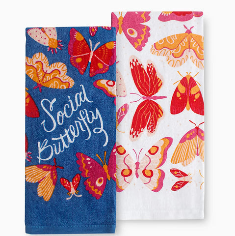 Set of 2 Social Butterfly Kitchen Towels