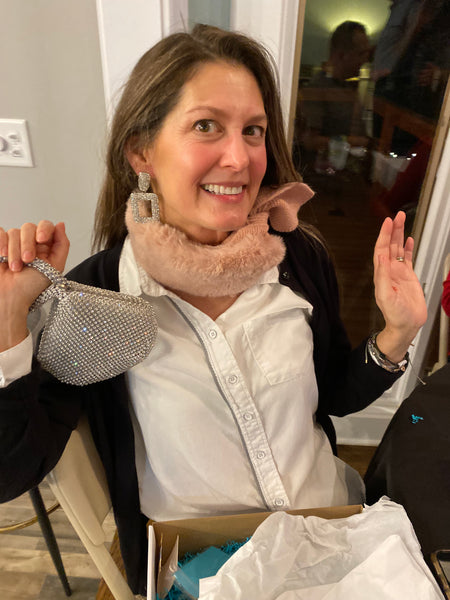 Silver Night Out Sparkly Bag w/Earrings