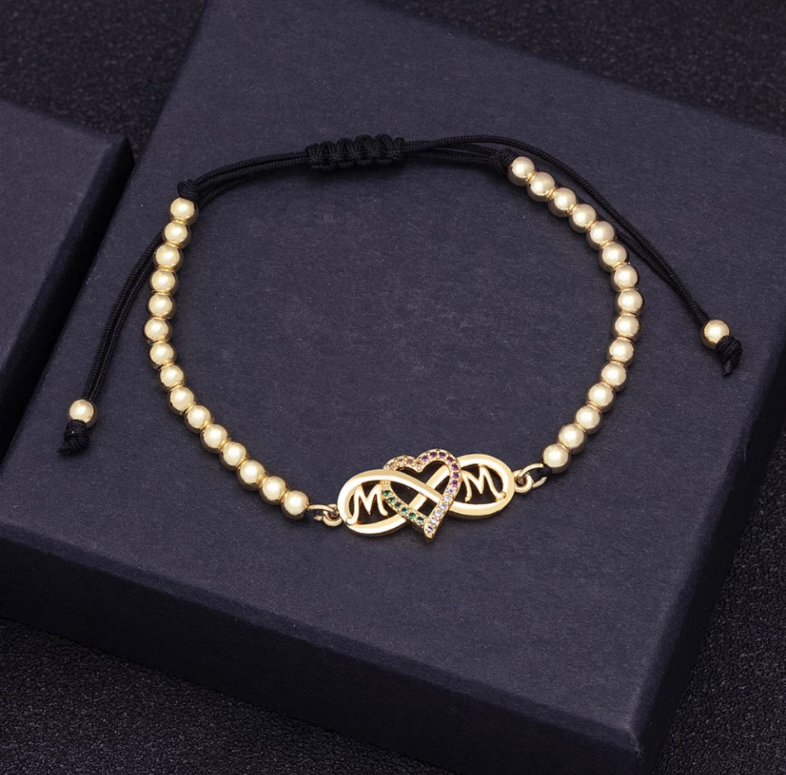 Infinity Heart Mom Beaded Bracelet