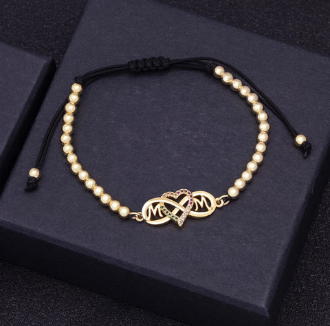 Infinity Heart Mom Beaded Bracelet