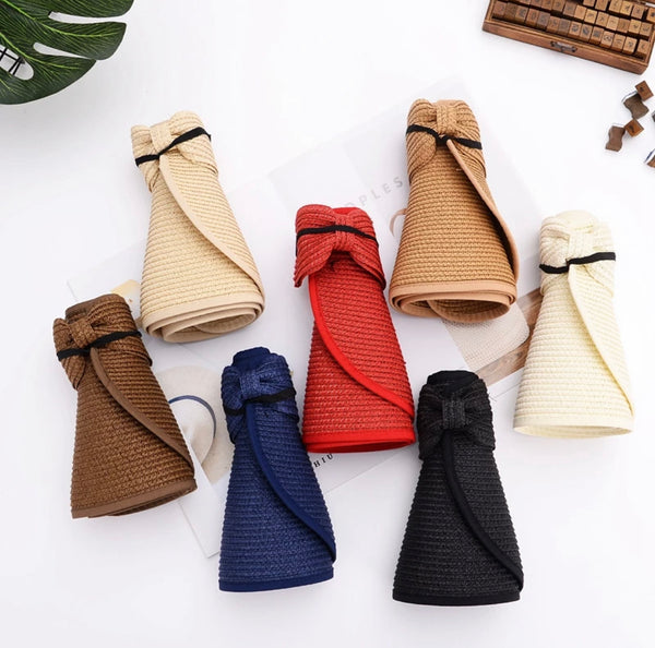 Light Packable/Rollable Straw Sun Visor Hat