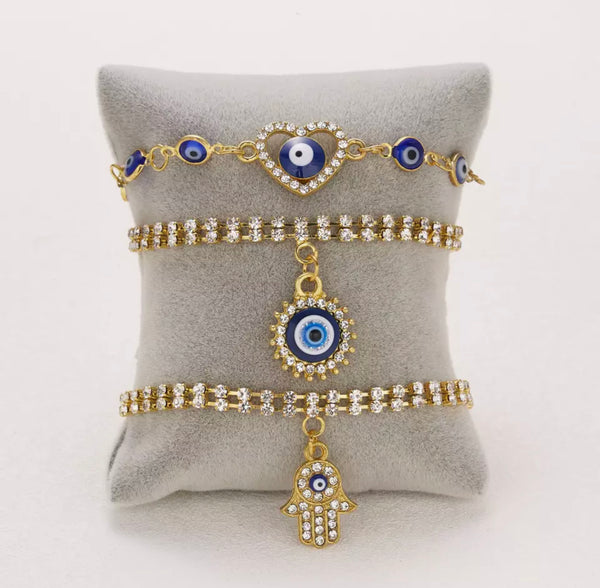 Rhinestone Burst Evil Eye Bracelet/Anklet