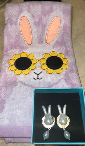 Cool Bunny Towel & Earring Set