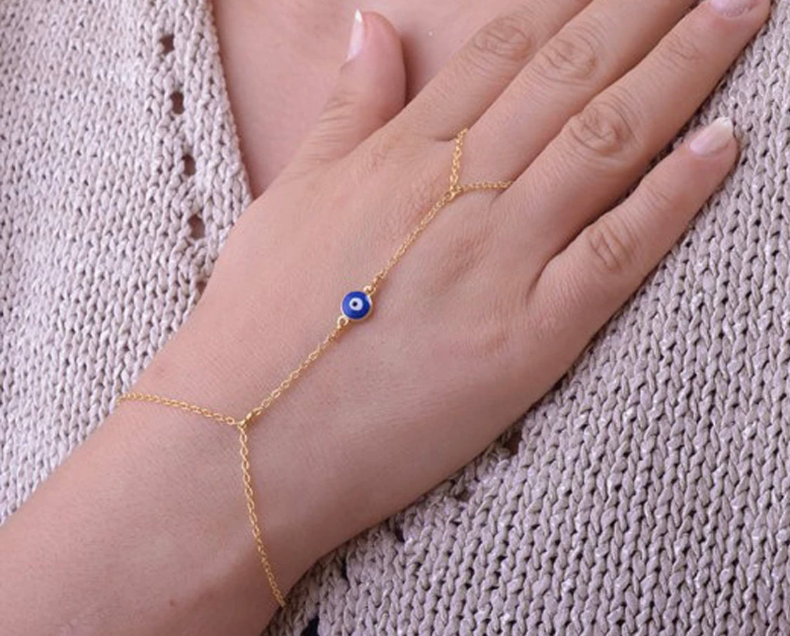 Evil Eye Boho Gold Hand Chain