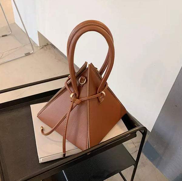 Brown Vegan Leather Triangle Bag