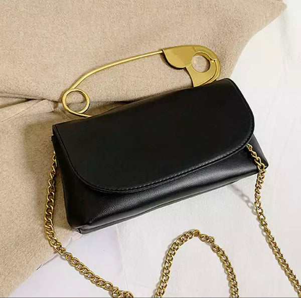 Safety Pin Hand Bag w/ Free Rhinestone Earrings