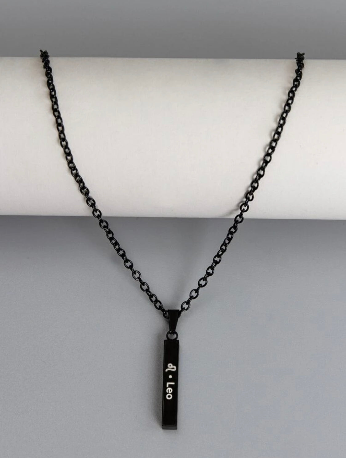 Men’s Black Stainless Steel Leo Necklace